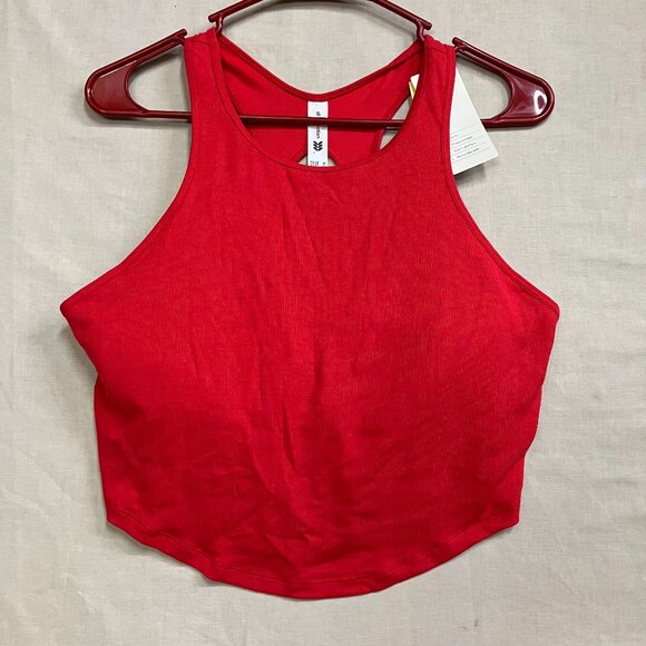 All In Motion Women's XL Red Rib High Neck Racerback Cropped Tank Top Slim Fit - Picture 3 of 13